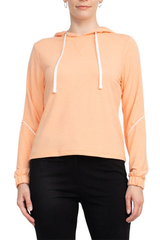 Nanette Lepore Play Picot Edge Trim Hoodie Sweatshirt Drapery Terry