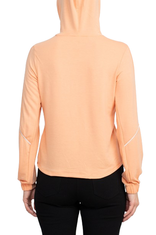 Nanette Lepore Play Picot Edge Trim Hoodie Sweatshirt Drapery Terry