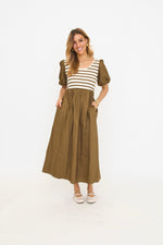 Balloon Sleeve Mixed Media Dress - By Baano