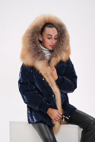Genuine Red Fox Premium Down Fill Vinyl Parka - By Baano