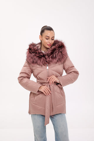 Genuine Silver Fox Fur Trim Down Insulated Parka - By Baano
