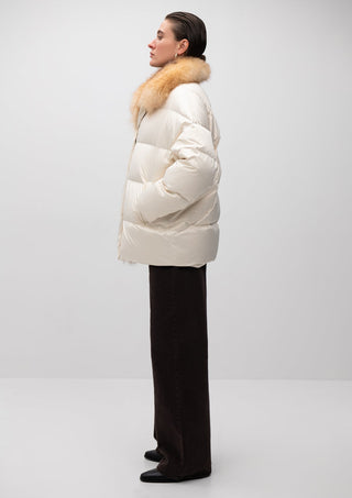 Macaire Genuine Silver Fox Fur Down Fill Coat - By Baano