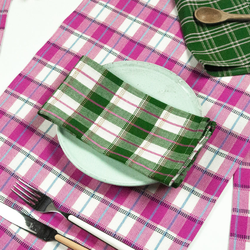 San Andres Gingham Pink & Ivory Placemat Set