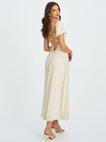 Pandora White Bubble Sleeve Backless Maxi Dress Miss Circle