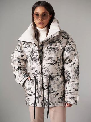 Monochrome Jacquard Down Fill Coat - By Baano