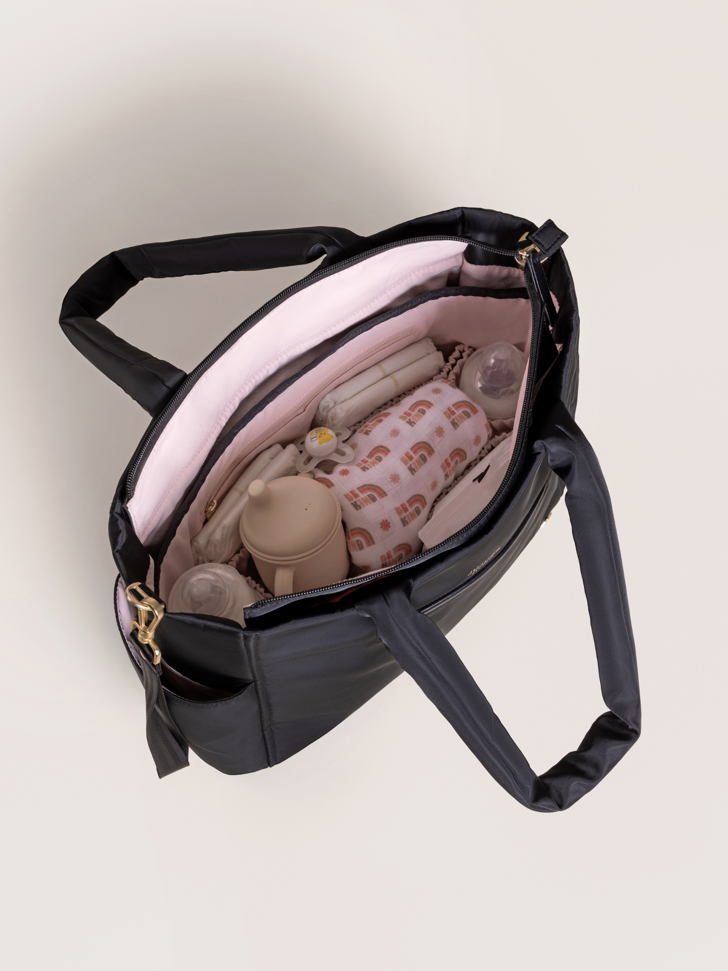 Utility-Strap Tote Diaper Bag - Black - By Baano