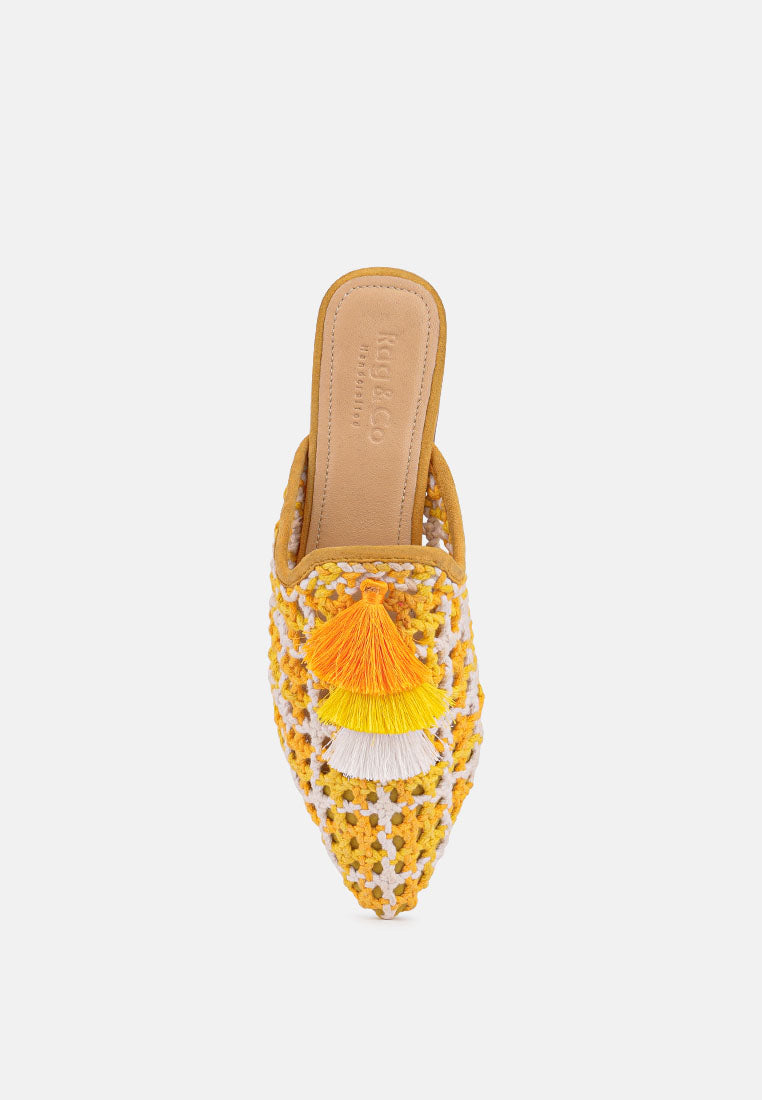 Mariana Woven Flat Mules With Tassels