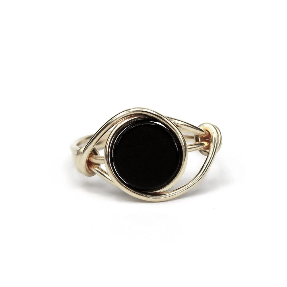 BLACK ONYX KNOT RING