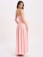 Najwa Baby Pink Ruched Breast Drop Waist Maxi Dress Miss Circle
