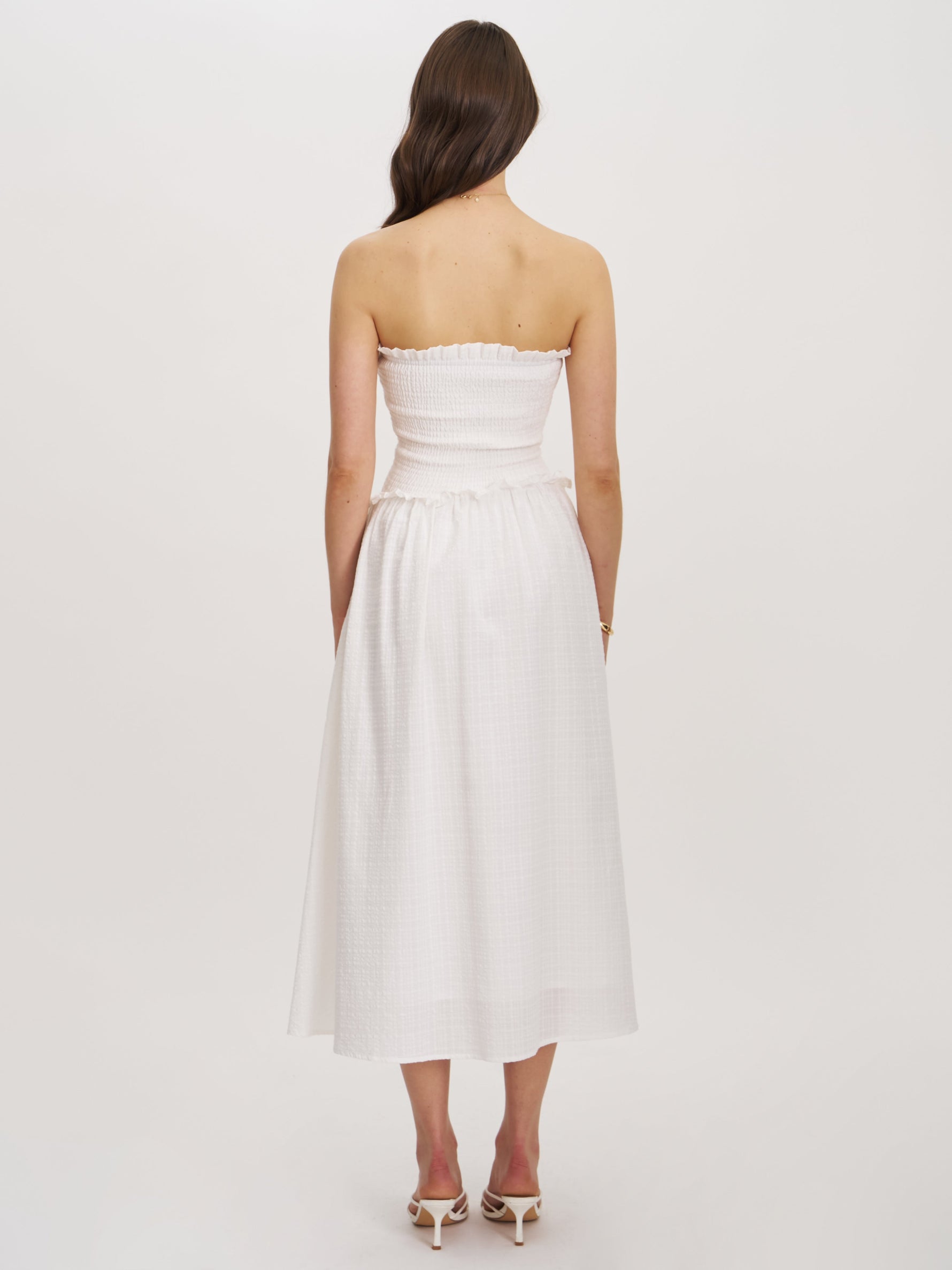 Quadiya Smock Top Strapless Drop Waist Midi Dress