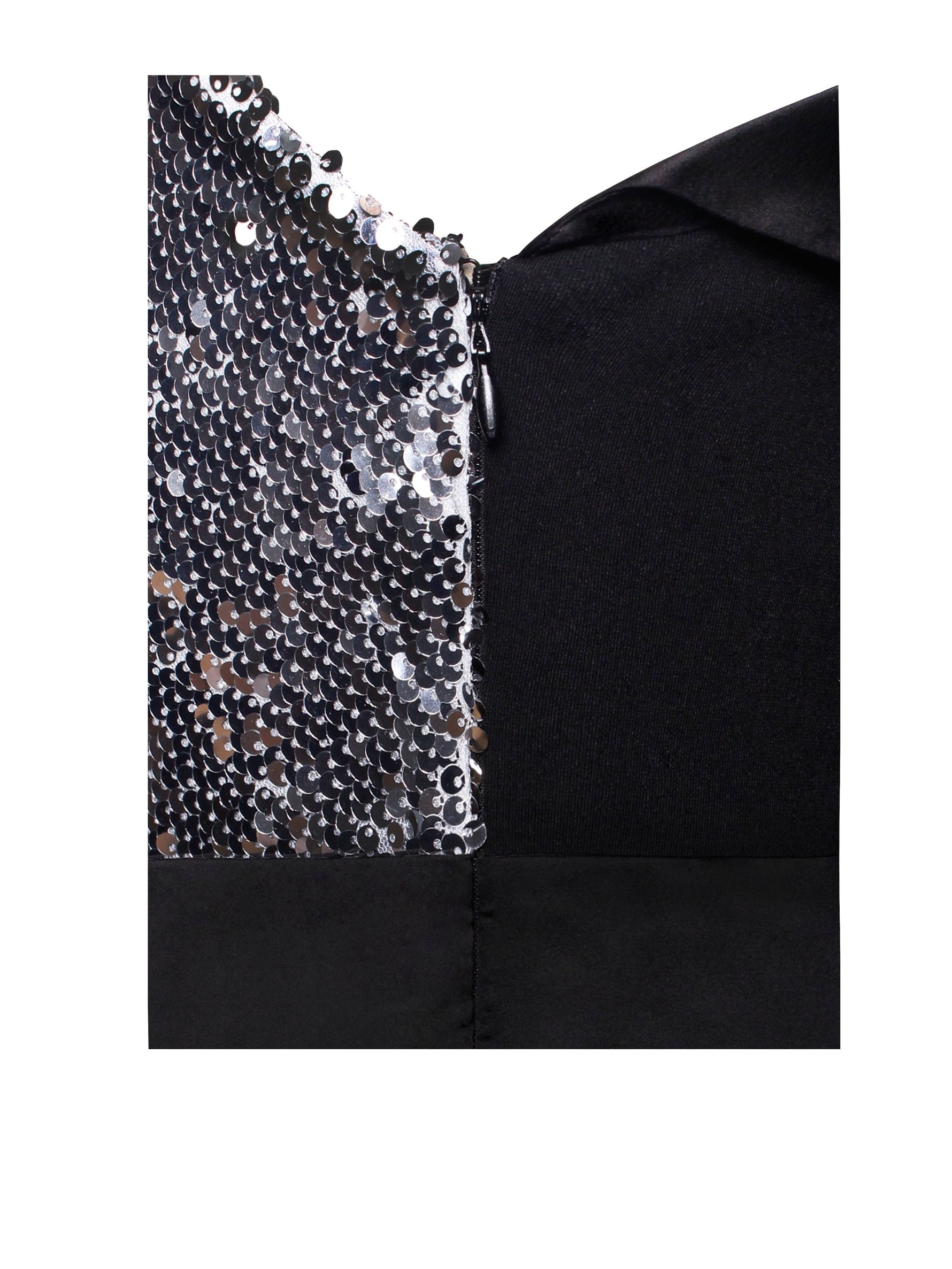 Silver Night Black Sequin Crepe Tuxedo Blazer Dress
