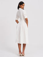 Palina Lyocell Pleated Midi Preppy Shirt Dress Miss Circle
