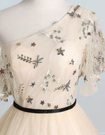 Girls' Elegant Tulle One-Shoulder Prom Dress | Formal Evening Ball Gown