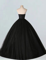 Black scoop lace applique tulle ball gown princess formal party dress bridal dress