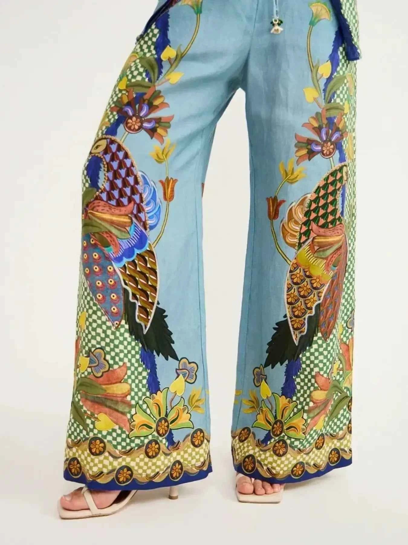Printed Button Up Shirt and Pants Set