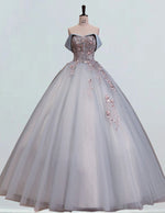 Women's Blue Lace Applique Off-Shoulder Prom Ball Gown | Elegant Evening Dress