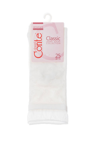Conte Socks Classic - 491 Glossy Pattern and Decorative Transparent Mesh - By Baano