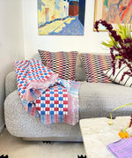 Quilted Sujani Throw Blanket - Red & Blue