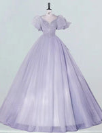 Girls' Elegant Lavender Sequin Tulle V-Neck Prom Gown | Formal Evening Dress