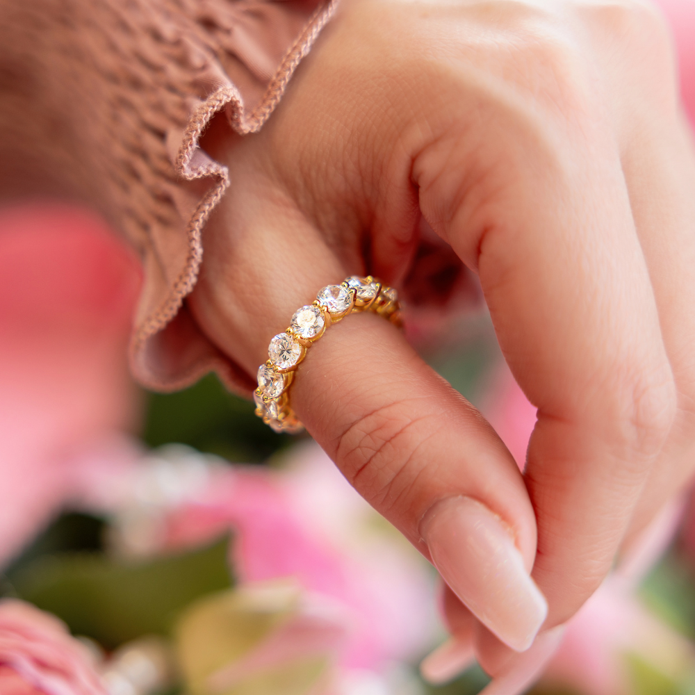 Evelyn Eternity Ring in Gold - Bold and Beautiful Attention Grabber