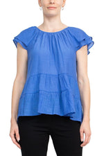 Counterparts Scoop Neck Cap Sleeve Ruched Rayon Top - Glamourous Grace
