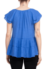 Counterparts Scoop Neck Cap Sleeve Ruched Rayon Top - Glamourous Grace