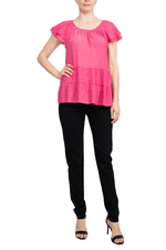 Counterparts Scoop Neck Cap Sleeve Ruched Rayon Top - Glamourous Grace