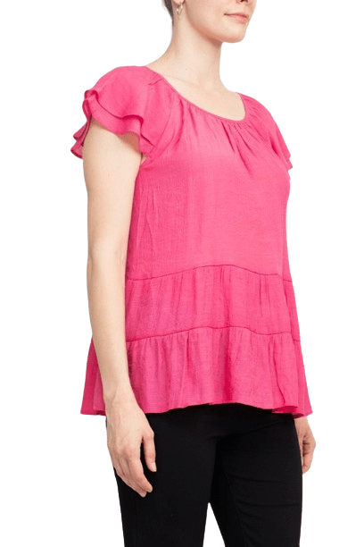 Counterparts Scoop Neck Cap Sleeve Ruched Rayon Top - Glamourous Grace
