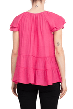Counterparts Scoop Neck Cap Sleeve Ruched Rayon Top - Glamourous Grace