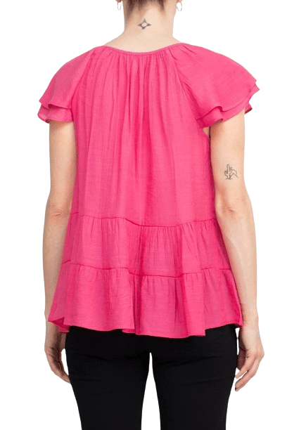 Counterparts Scoop Neck Cap Sleeve Ruched Rayon Top - Glamourous Grace