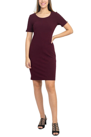 SL Fashion Scoop Neck Sheath Dress With Short Embellished Sleeves - By Baano