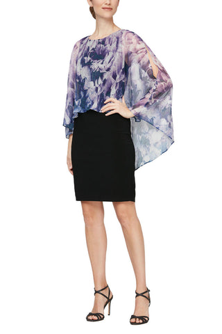SL Fashion Crew Neck Printed High Low Hem Overlay ITY Dress - By Baano