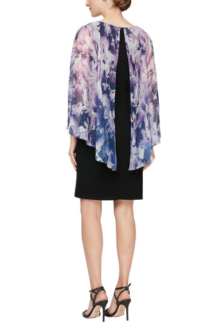 SL Fashion Crew Neck Printed High Low Hem Overlay ITY Dress - By Baano