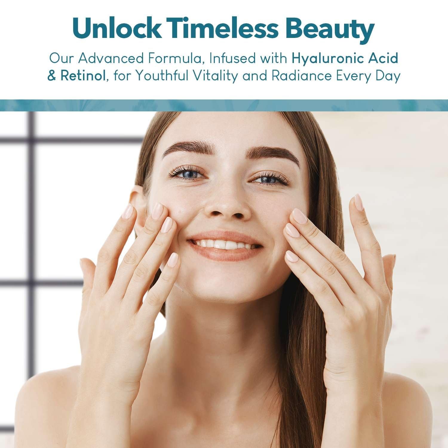 Hyaluronic Acid & Retinol Serum - Revitalizing Anti-Aging, Radiant Glowing Complexion, Wrinkle Reduction - Dermatologist Tested, Korean Skin Care, Clean Beauty - 1.69 Fl. Oz