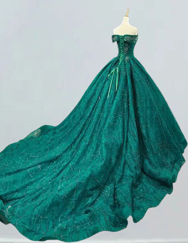 Women's Off-Shoulder Lace Ball Gown | Elegant Evening & Prom Dress