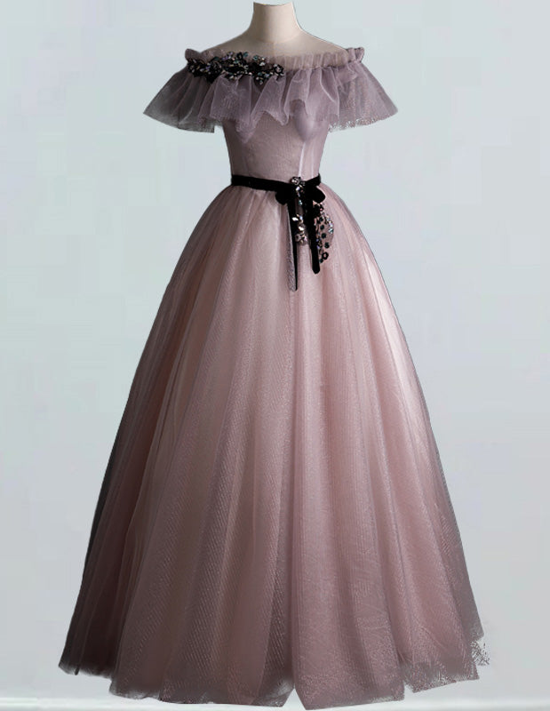 Off the shoulder fairy long prom dress ball gown tulle bridal dress gown