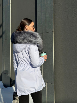 Genuine Silver Fox Fur Trim Rabbit Fur Insulated Parka - By Baano