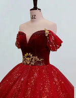 Burgundy strapless velvet beading long tulle ball gown bridal party dress princess wedding gown