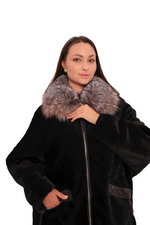 Palermo Genuine Astrakhan Silver Fox Trim Coat