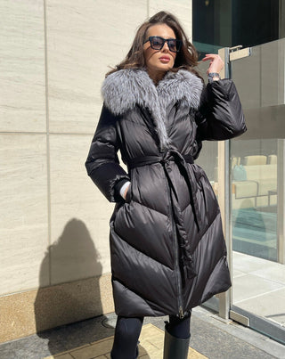 Amandine Genuine Silver Fox Down Parka - By Baano