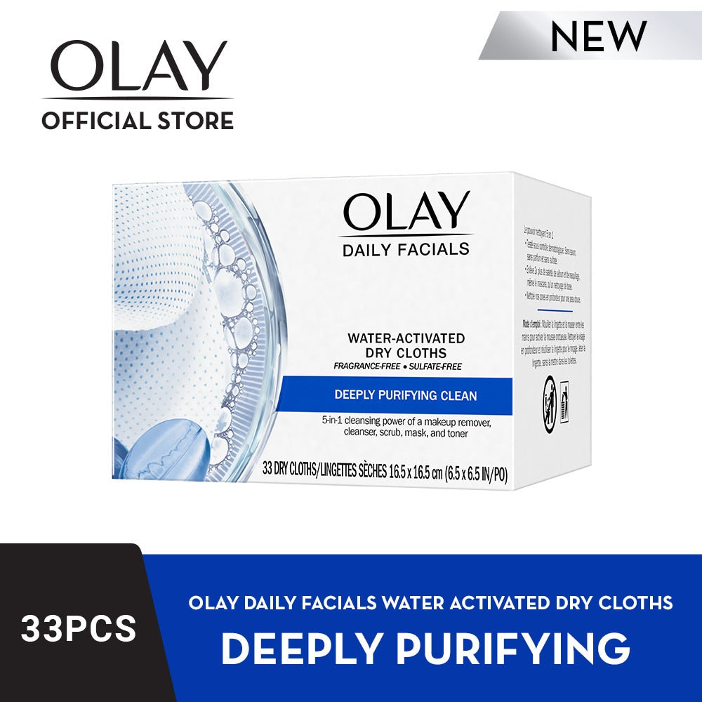 Olay Daily Facials Dry Cloths, Water Activated, 5 In 1, Deeply Purifying Clean