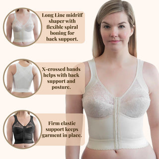 Style 9603 | Front Closure Back Support Long Line Bra - Blush Rago Shapewear