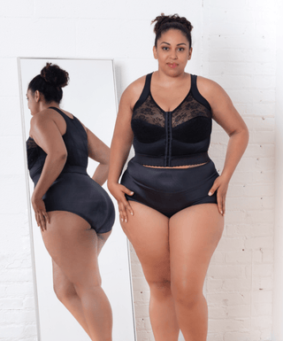 Style 9603 | Front Closure Back Support Long Line Bra - Black Rago Shapewear