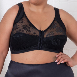 Style 9605 | Front Closure Back Support Bandeau Bra - Black Rago Shapewear