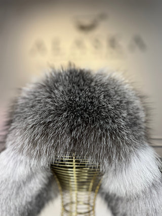 Genuine Silver Fox Fur Genuine Leather Hat
