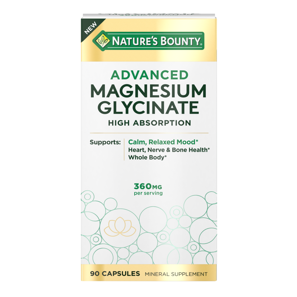 Nature's Bounty Advanced Magnesium Glycinate 360 Mg Muscle & Bone Support Capsules
