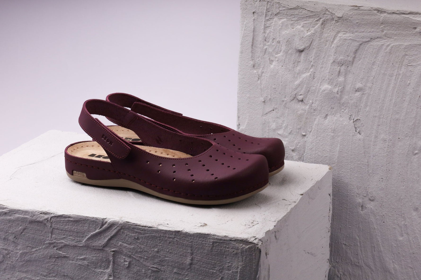 Nana by LEON- Women’s Leather Sandal- Open Heel and Velcro Ankle Strap