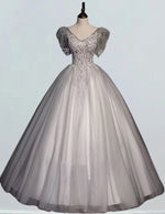 Women's Elegant V-Neck Tulle Bridal Gown | Lace Applique & Beading | Formal Evening Wedding Dress