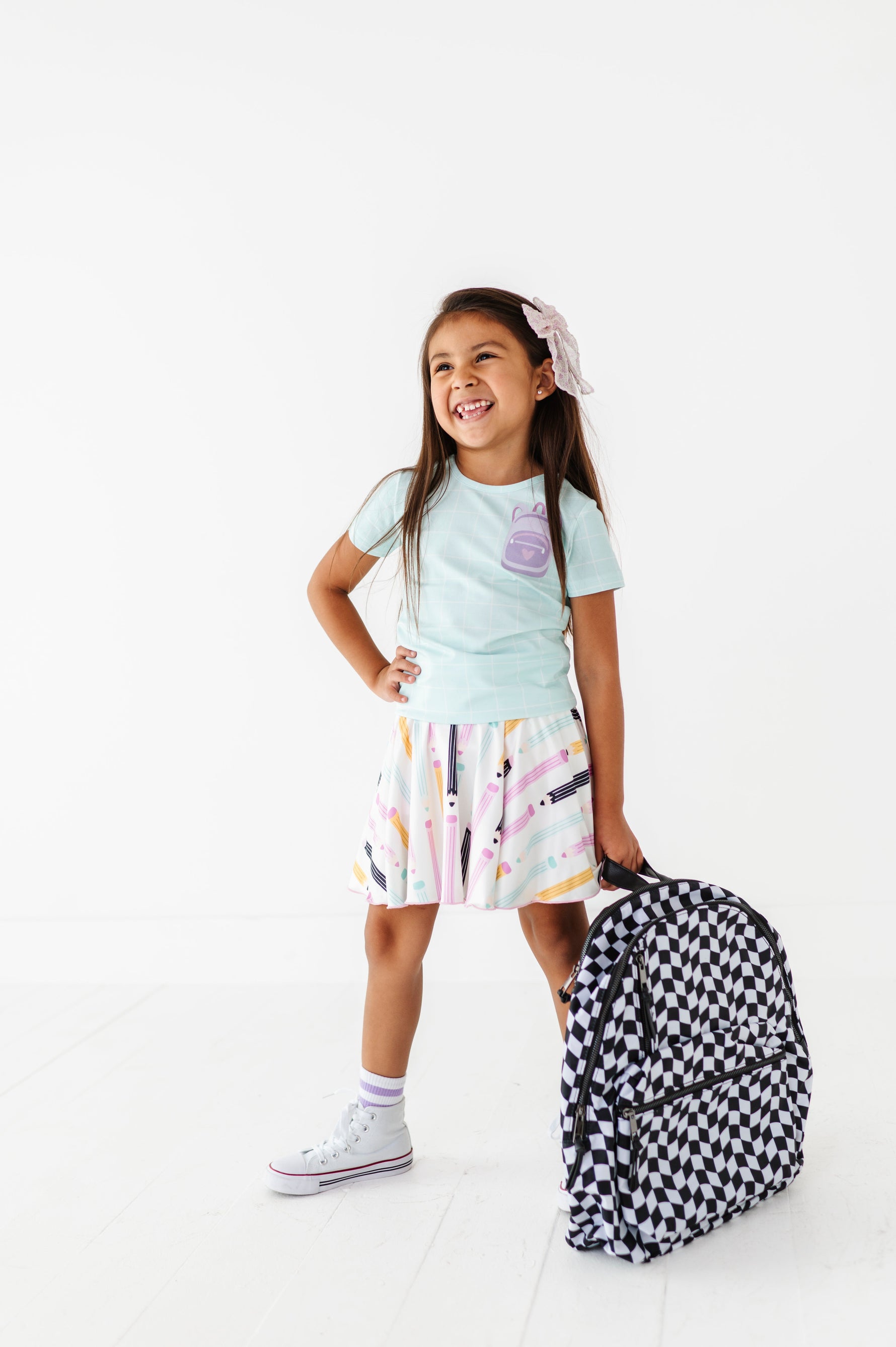 Purple Pocket Backpack Gridded Mint Teet - By Baano