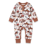 Cowboy Henley Romper - Bamboo Western Spirit Baby Boy - By Baano